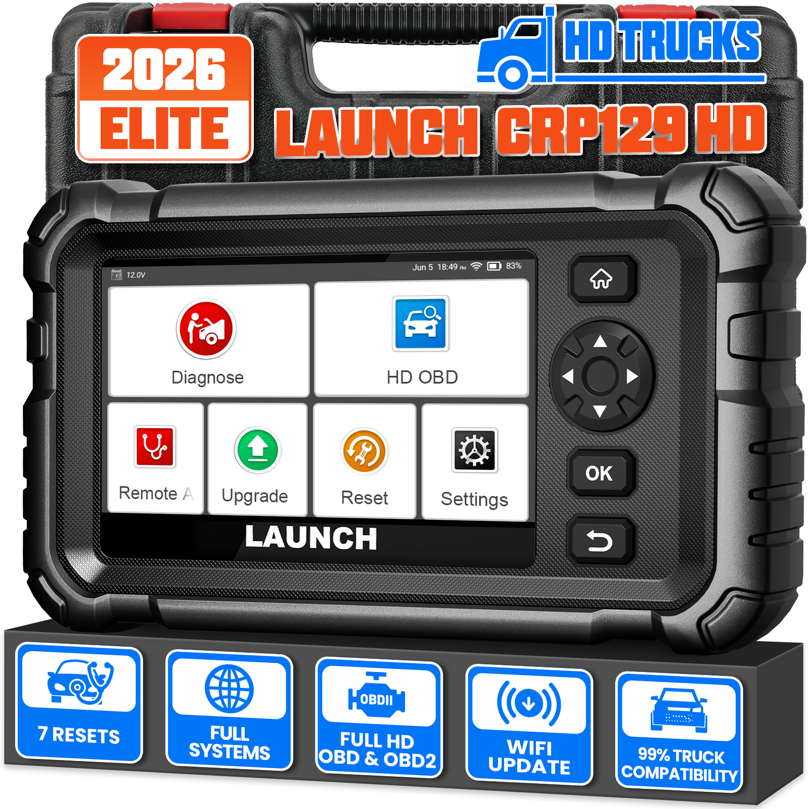 Heavy Equipment Diagnostic Tool - LAUNCH CRP129 HD Elite 24V Heavy