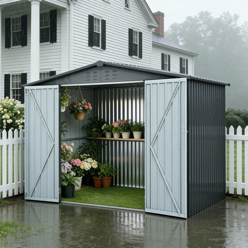 Metal Storage Shed with Double - Heavy Equipment Yard recensione e prezzo