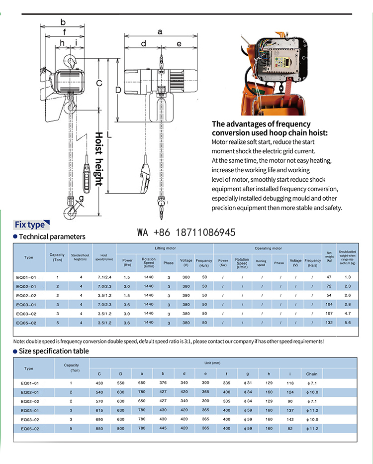 2Ton Hook Type Double Speed El - Electric Chain Hoist recensione e prezzo
