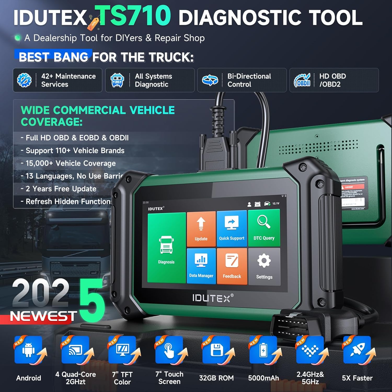 TS710 Heavy Duty Truck Scanner - Heavy Equipment Diagnostic Tool recensione e prezzo