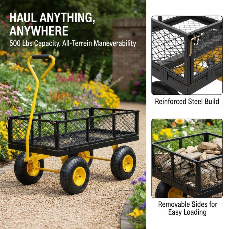 Steel Garden Cart 500 Lbs For  - Heavy Equipment Yard recensione e prezzo