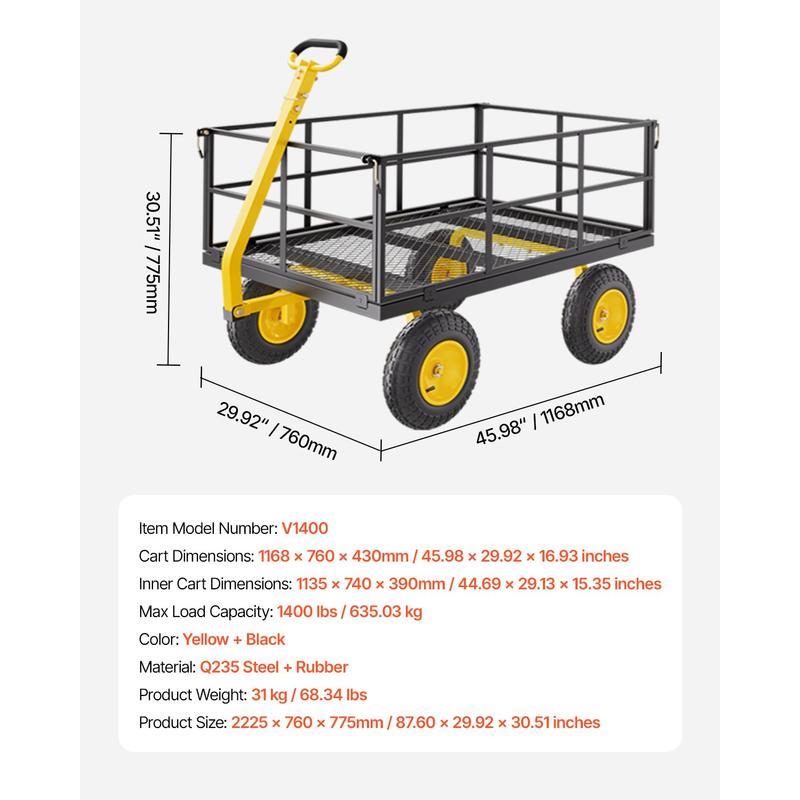 Steel Garden Cart 1400 Lbs For - Heavy Equipment Yard recensione e prezzo