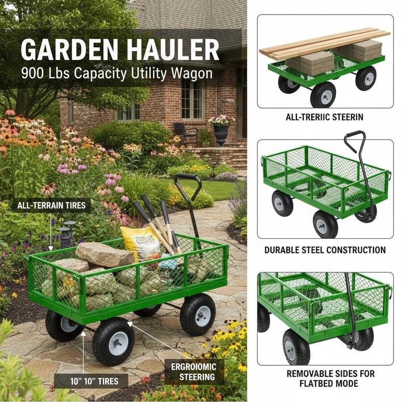 Steel Garden Cart 900 Lbs For  - Heavy Equipment Yard recensione e prezzo