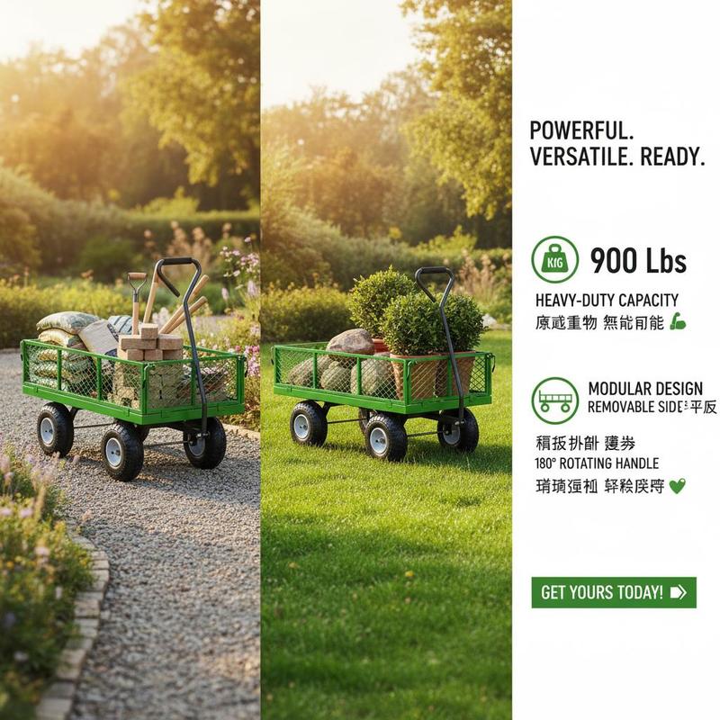 Steel Garden Cart 900 Lbs For  - Heavy Equipment Yard recensione e prezzo